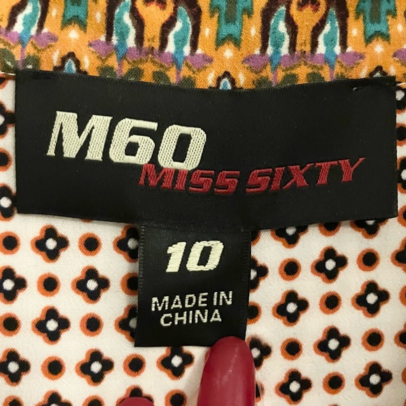 Miss Sixty M60 Graphic Color Block Sleeveless Collared Dress Size 10 - Picture 9 of 12